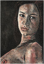 nu feminin tableaux sand painting, sand art