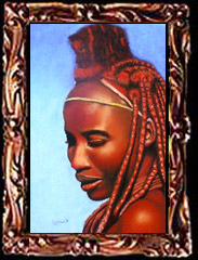 portrait femme himba d'apres une photo de Jean-louis Rigot
